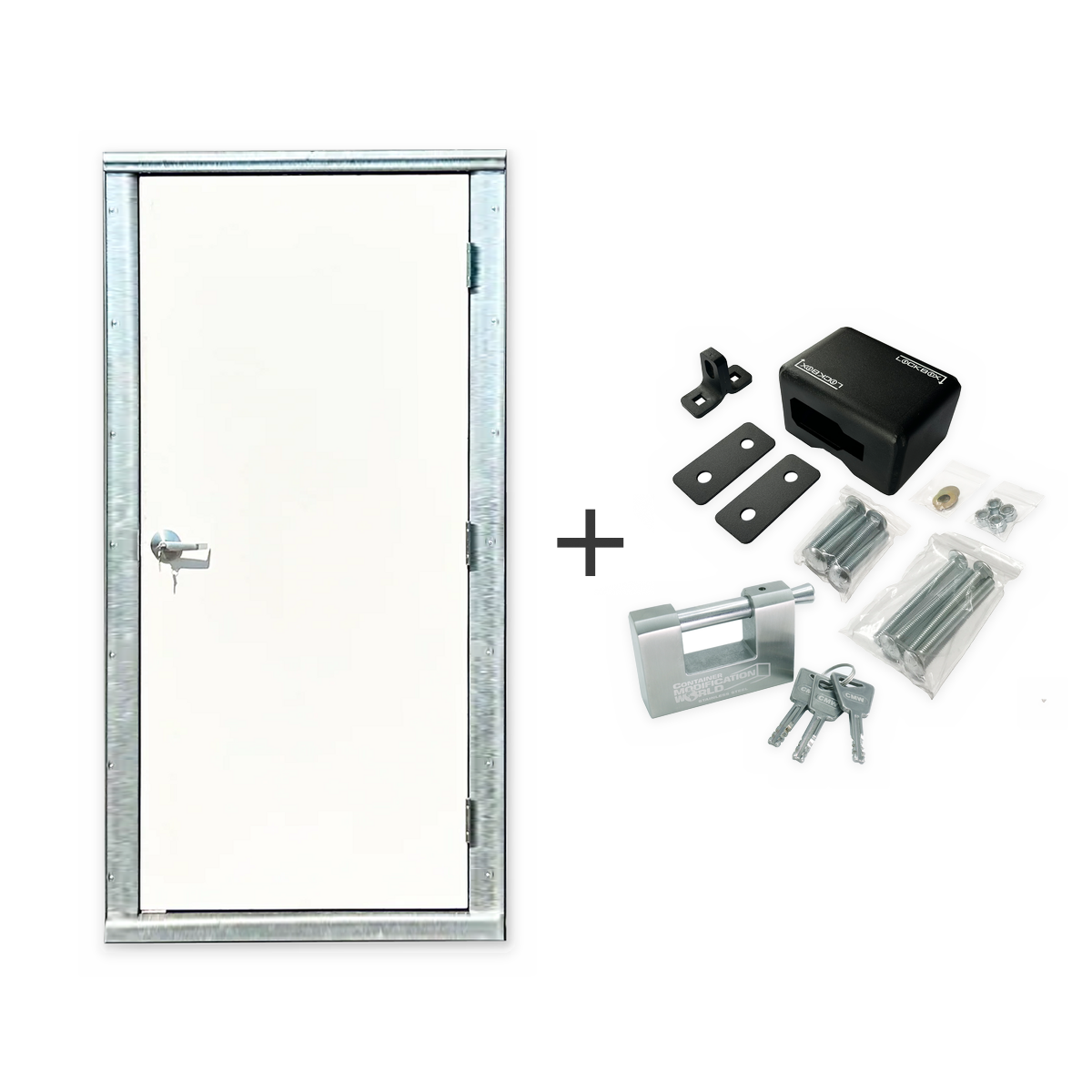 Fiberglass / Composite Insulated Man Door & Frame + DoorGuard™ Lock Box & Lock Bundle