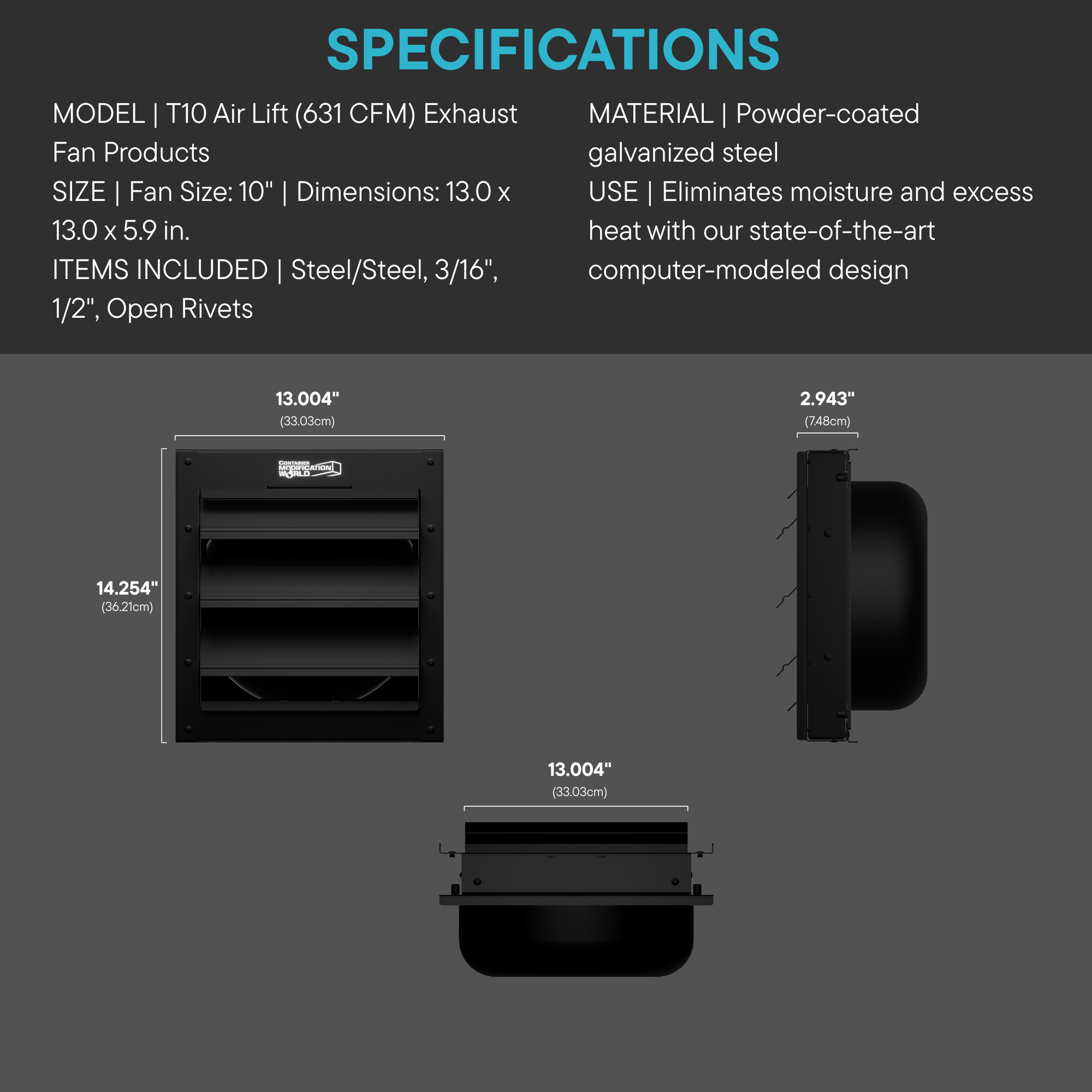 T10 Air Lift (631 CFM) Exhaust Fan Products