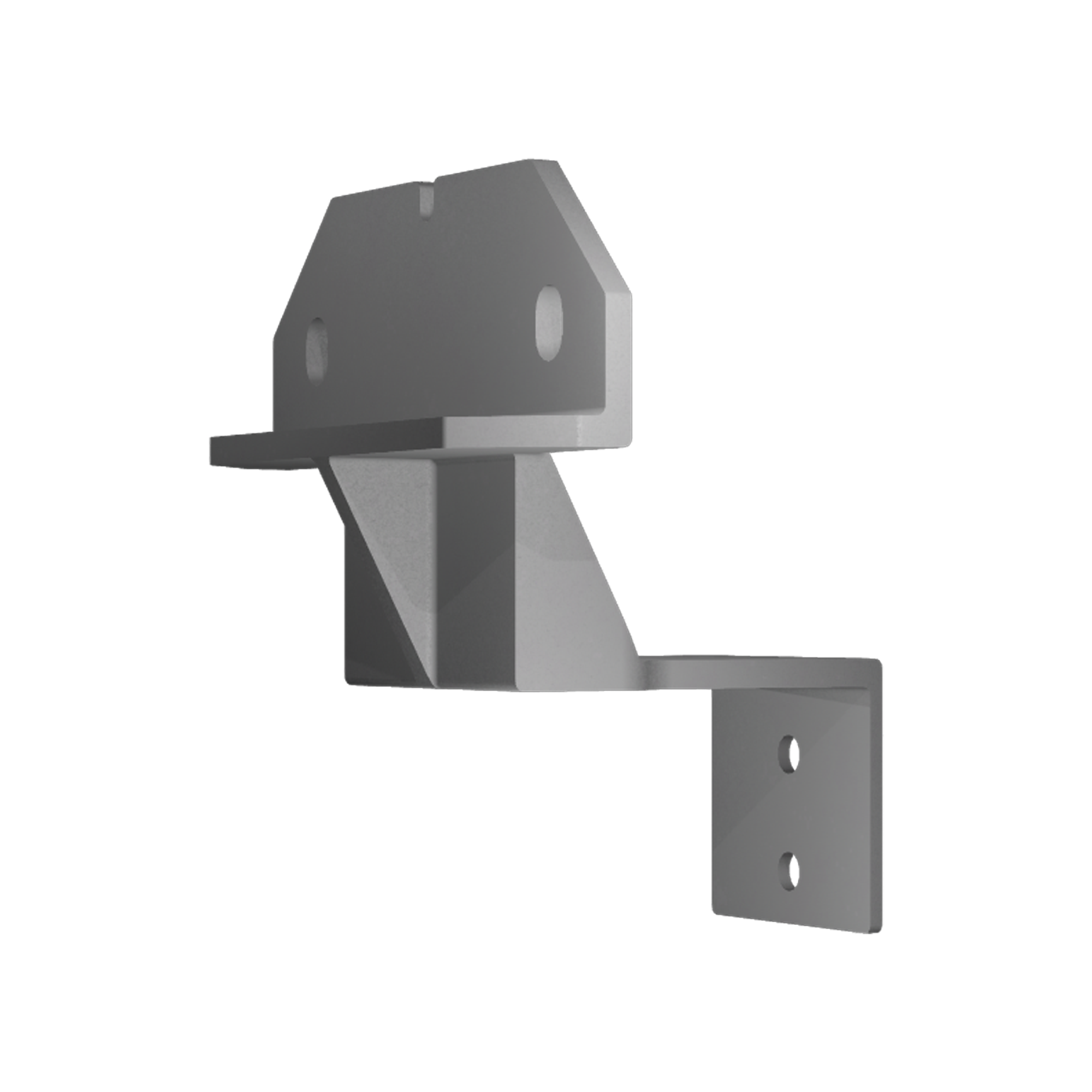Side and back view of the composite steel stud bracket showcasing its sturdy construction, mounting holes, and thermal break design for shipping container framing.