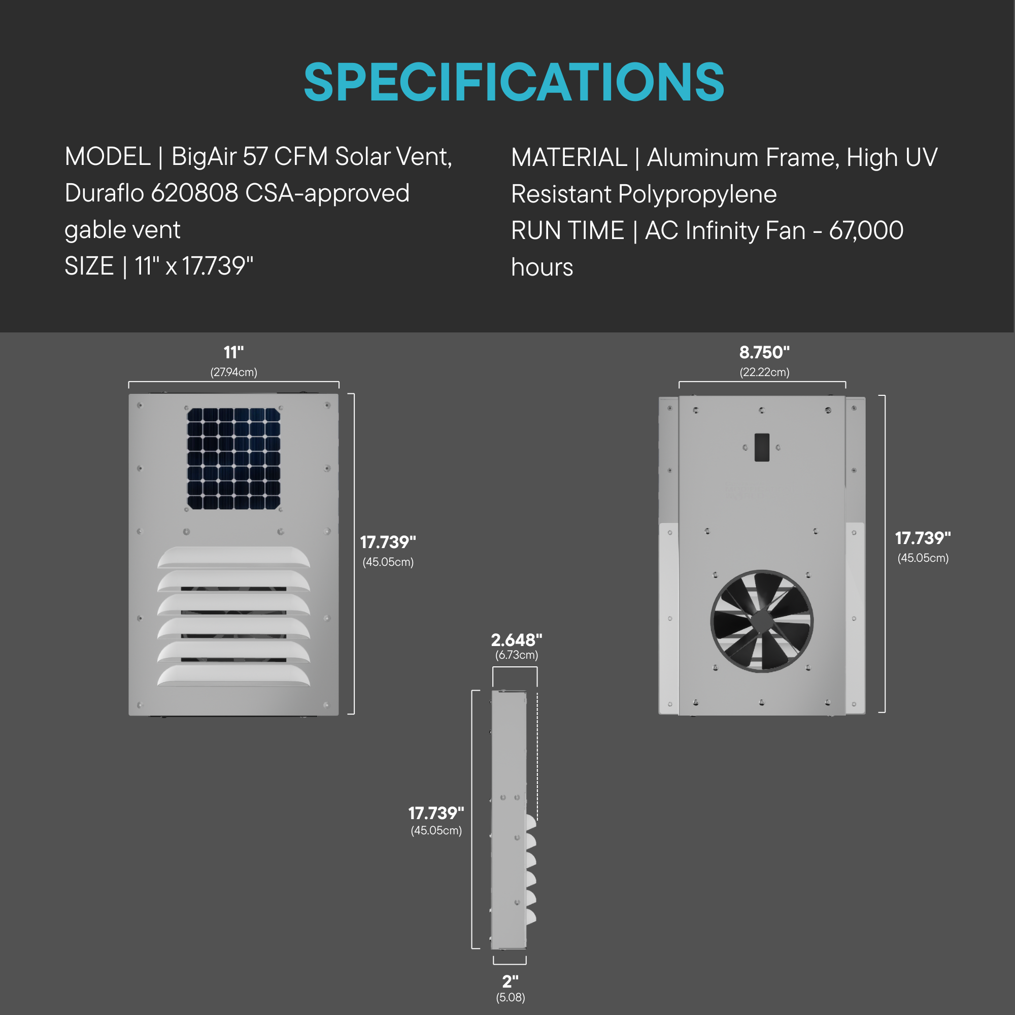 BIG AIR® 57 CFM Solar Vent