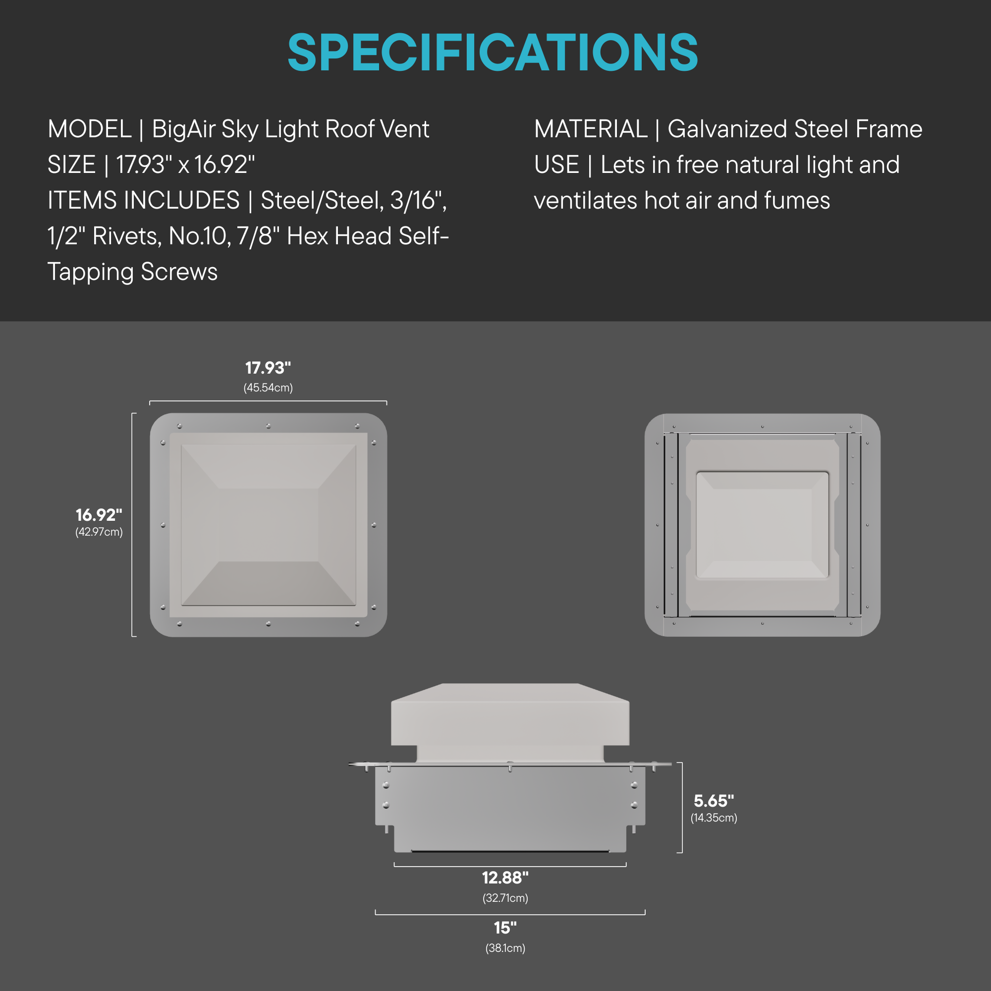 BigAir® Sky Light Roof Vent