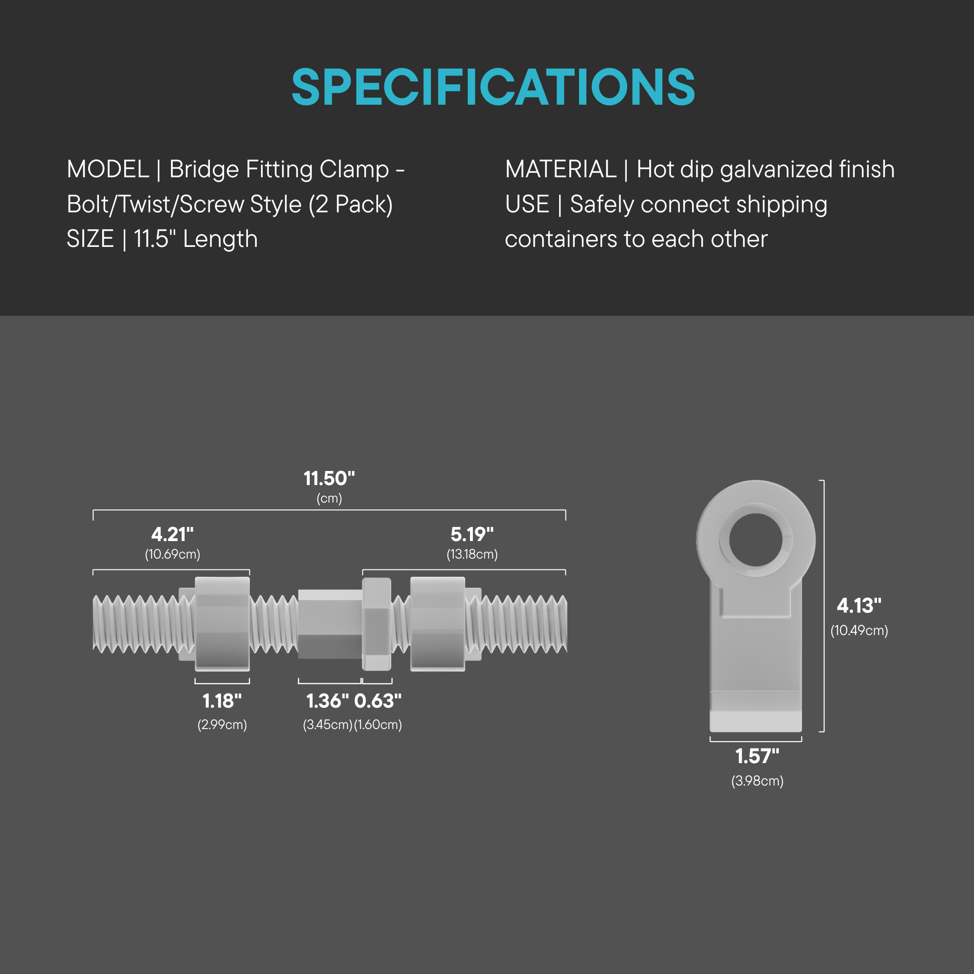 Bridge Fitting Clamp - Bolt/Twist/Screw Style (2 Pack)