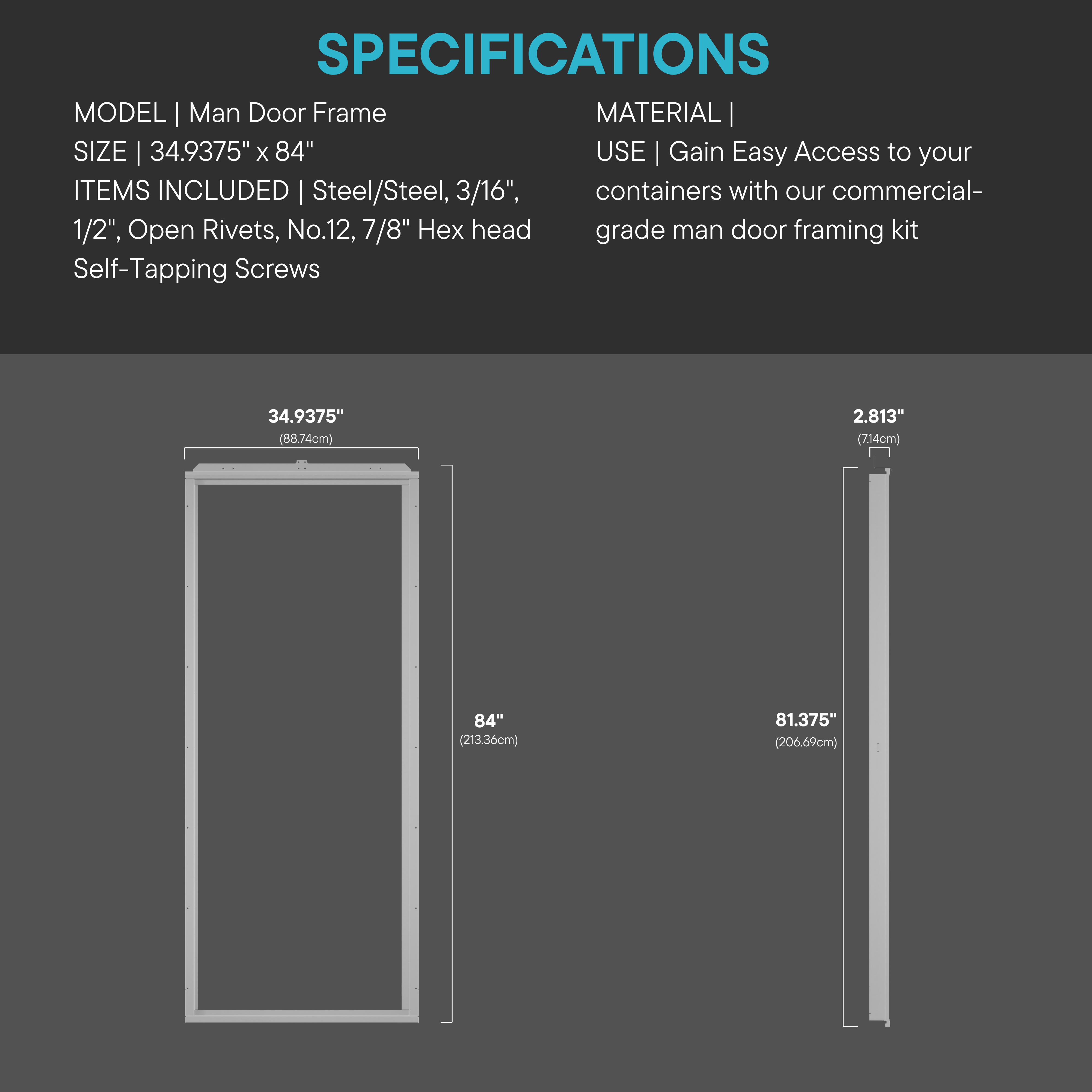 Man Door Frame Only (Slab Not Included) for shipping containers