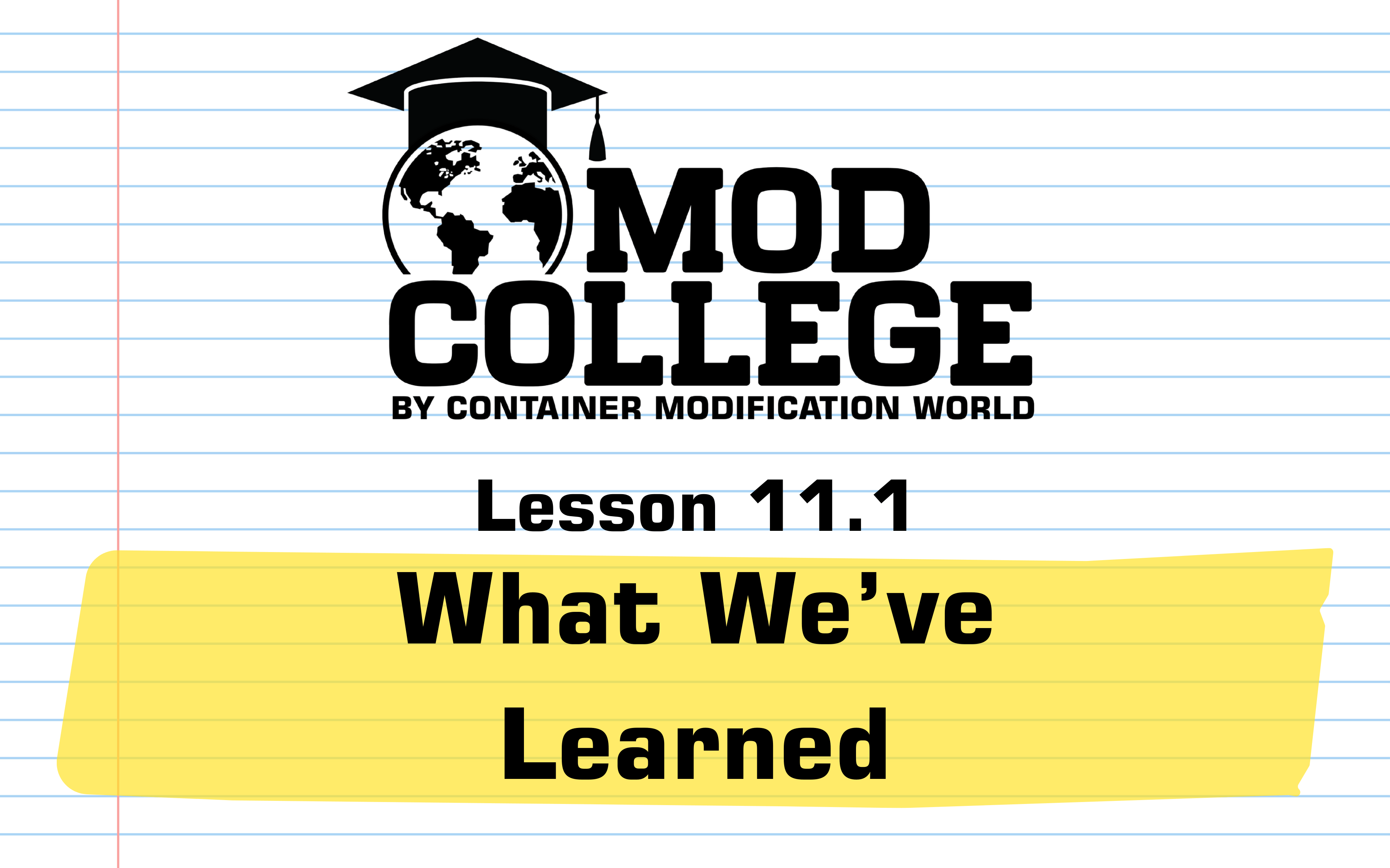 Lesson 11.1: What We've Learned