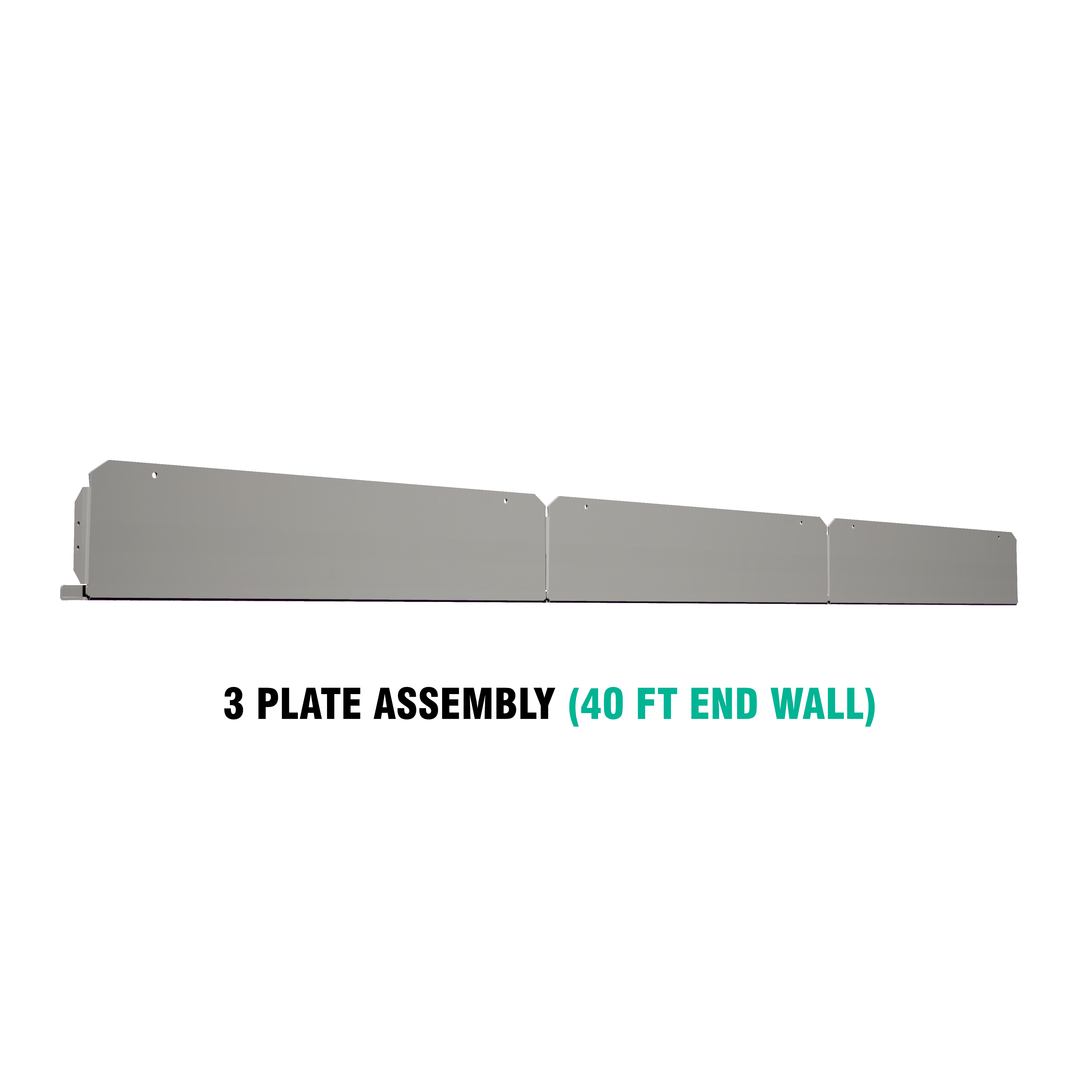 Close-up of uninstalled three-piece end wall fork pocket cover assembly for 40ft shipping container, showing individual plates and connection points