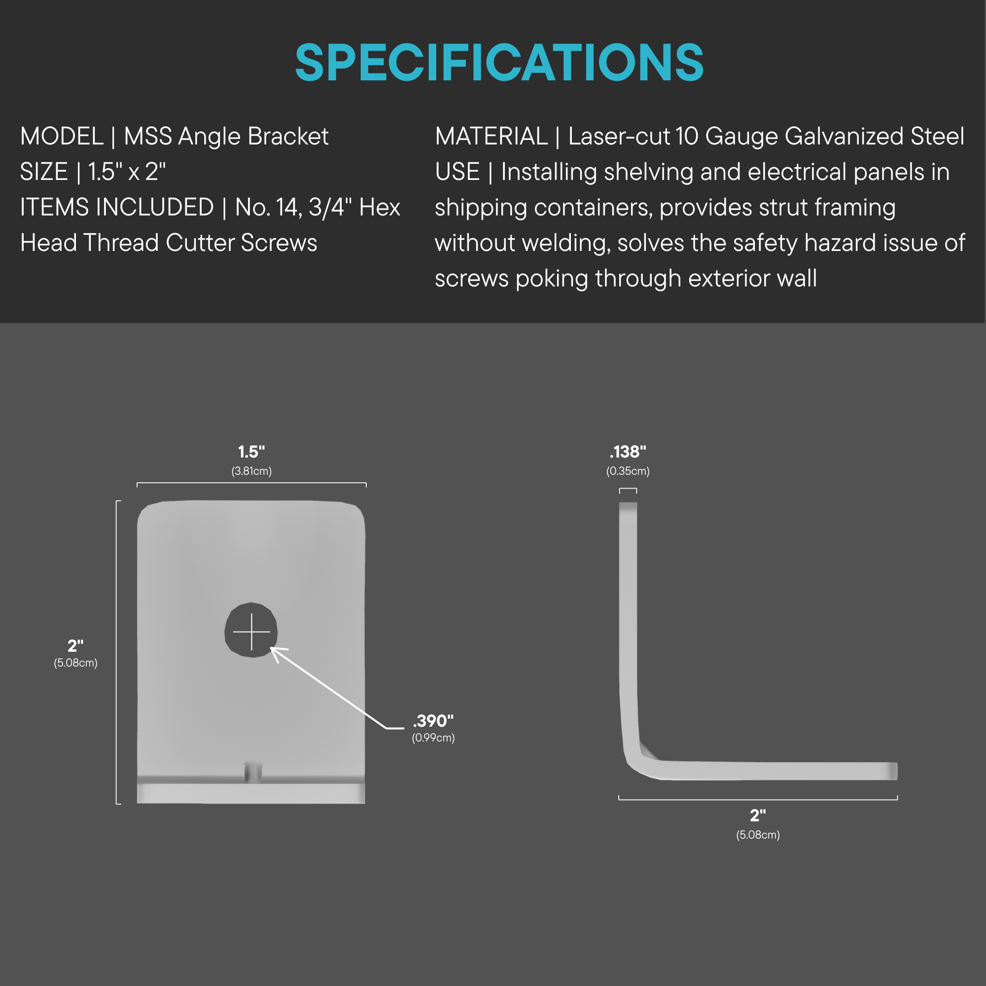 MSS™ Standard Galvanized Strut angle brackets