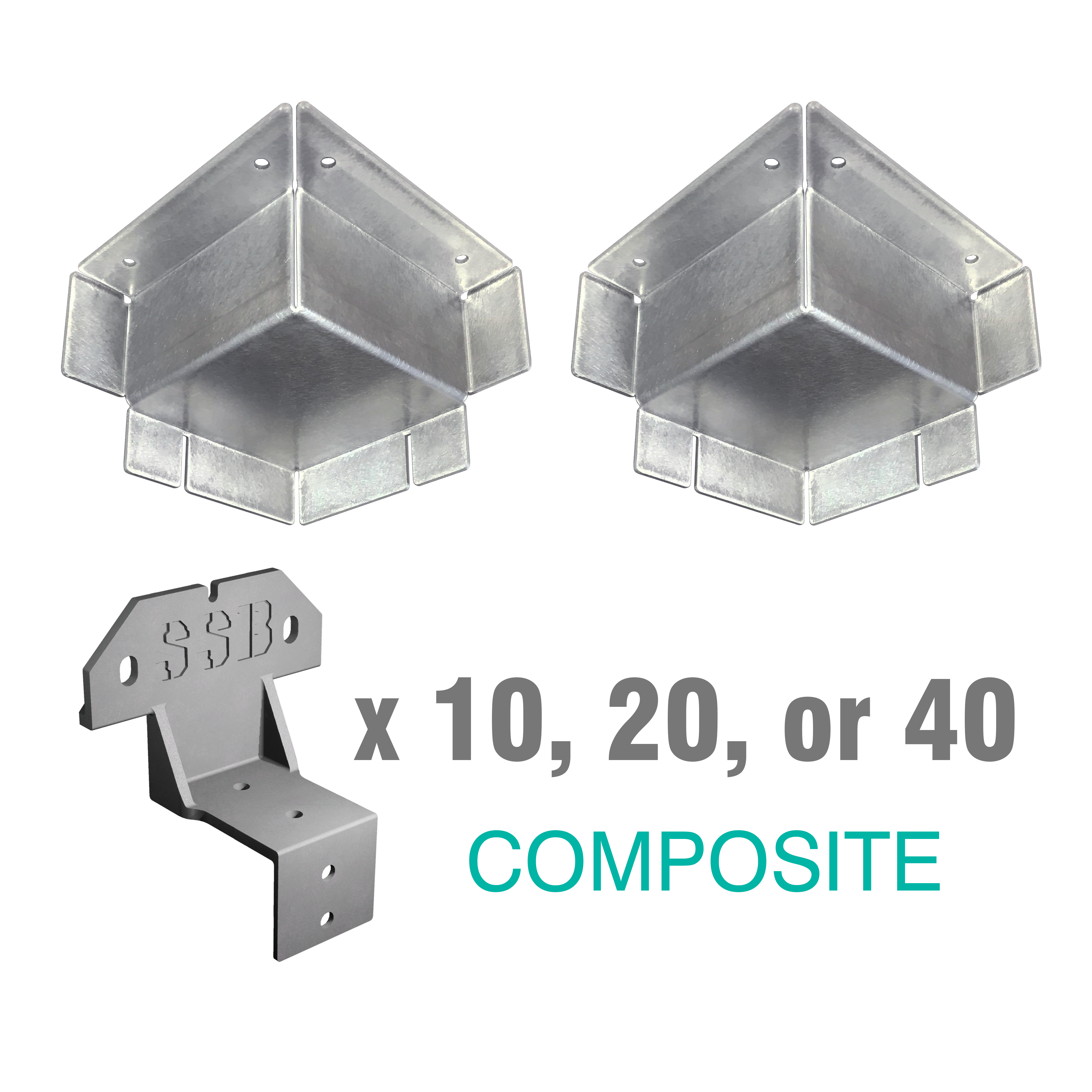 Steel Stud Framing Kit for Shipping Containers/Sea Cans (Composite Brackets) - 2 Corner Casting Covers + Composite Steel Stud Brackets + Hardware