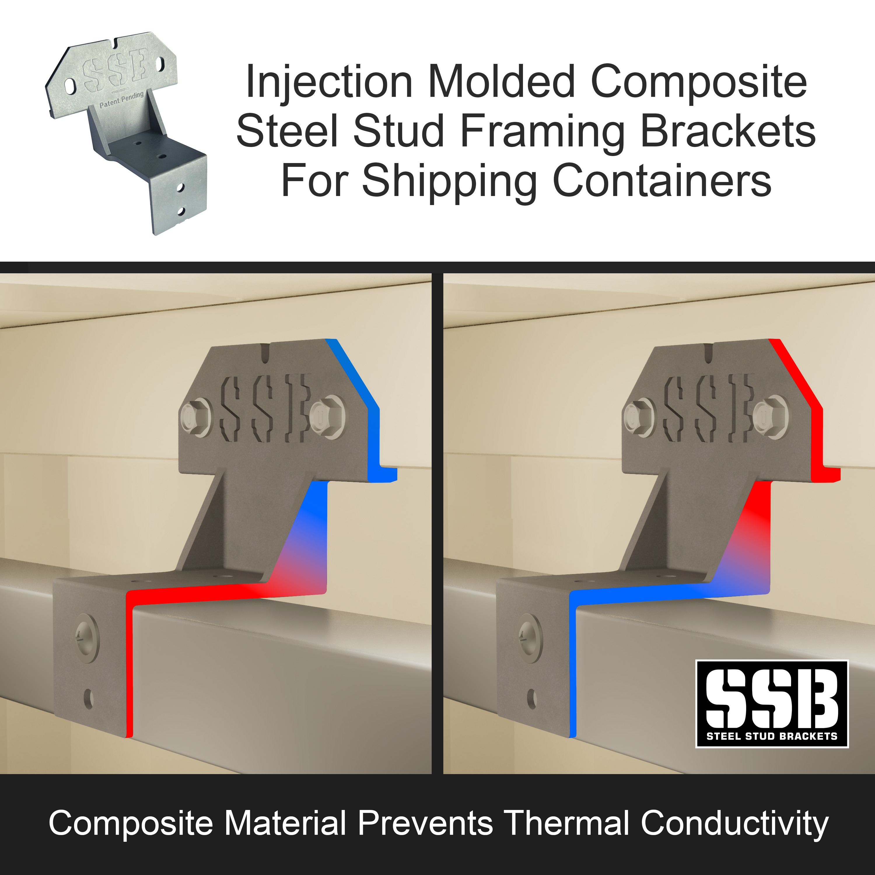 Steel Stud Framing Kit for Shipping Containers/Sea Cans (Composite Brackets) - 2 Corner Casting Covers + Composite Steel Stud Brackets + Hardware