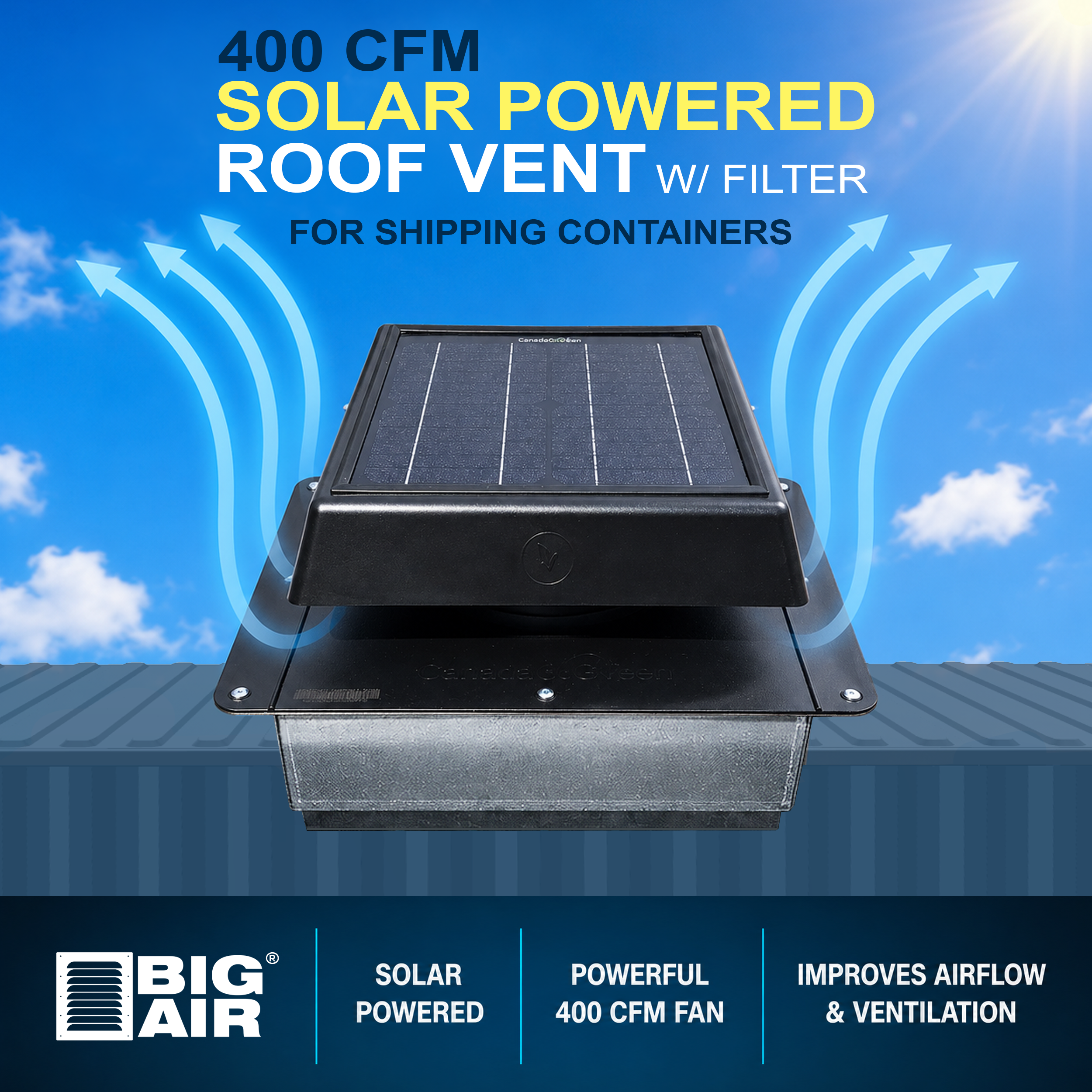 BIG AIR® 400 CFM Solar Powered Roof Vent/Fan