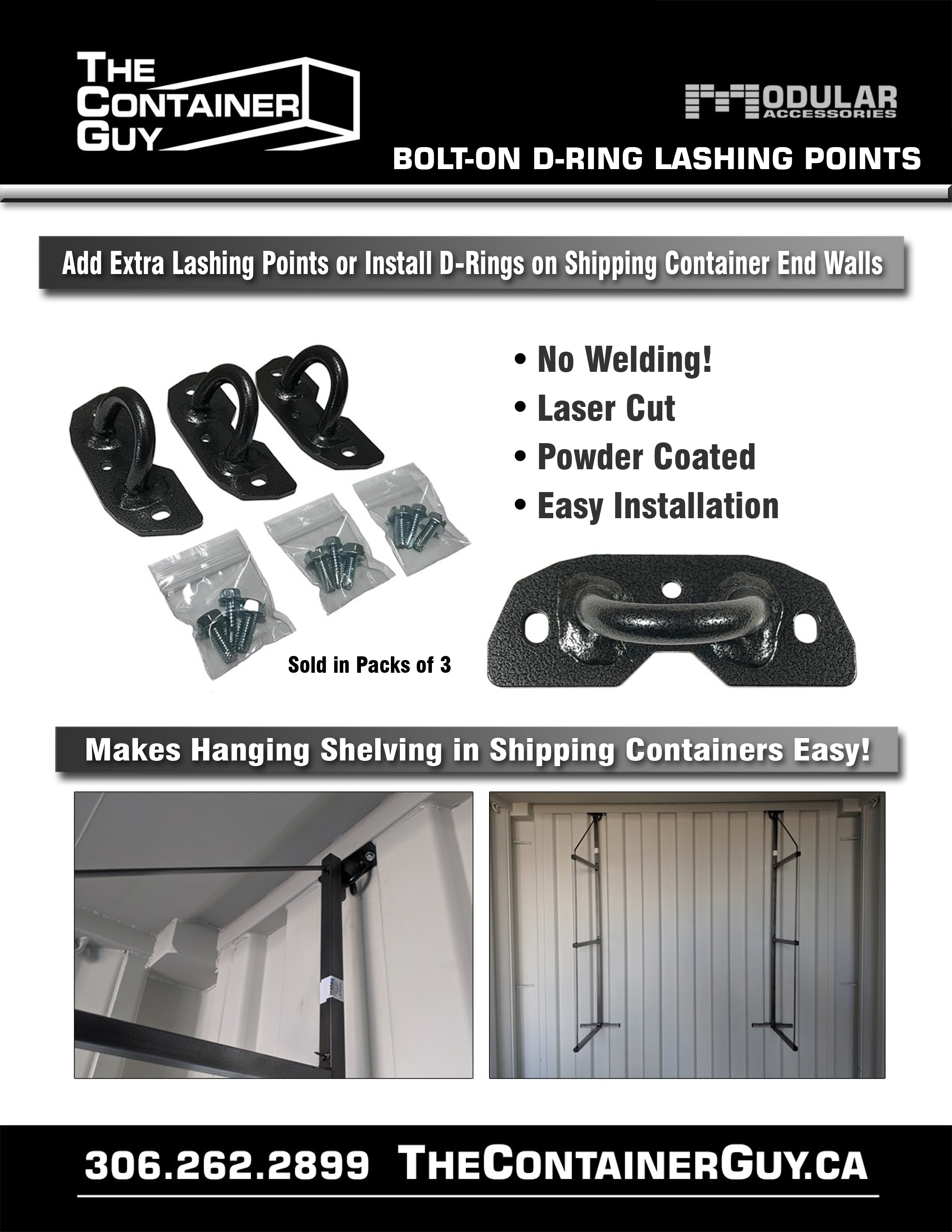 Bolt On D-Ring Lashing Points for Shipping Containers